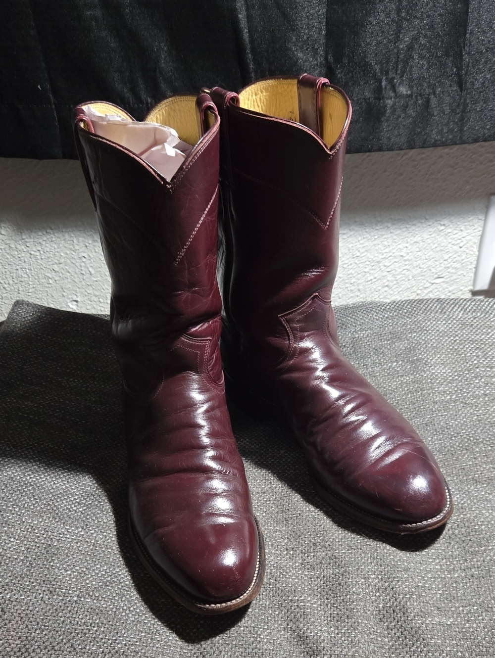 Mens BUrgundy Justin Ropers Size 10 D - Picture 1 of 5